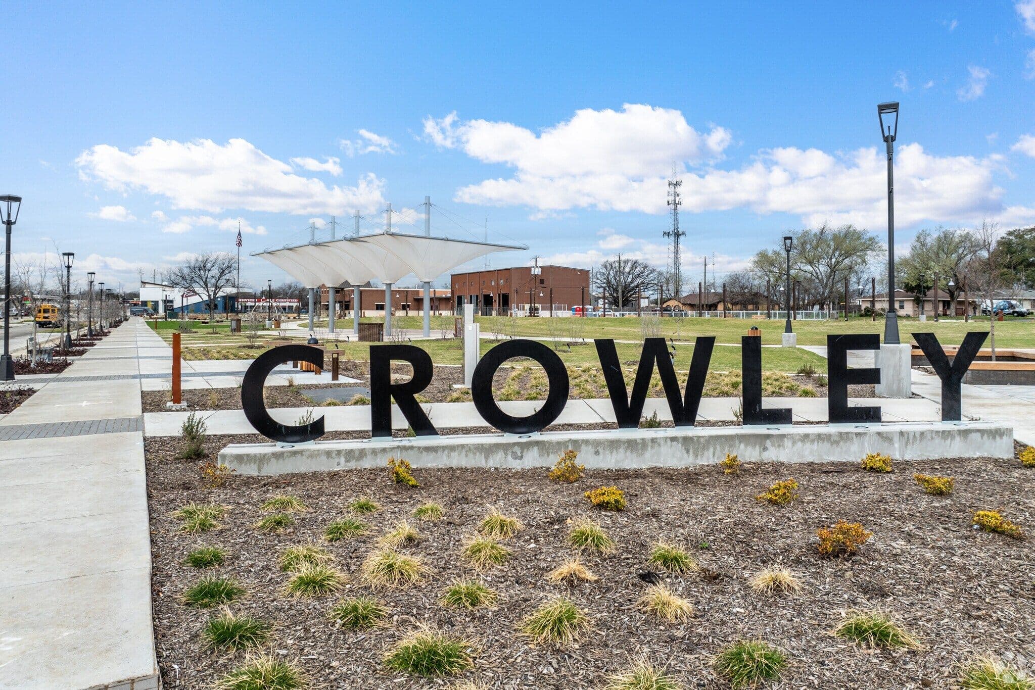 Crowley Texas sign on a sunny day