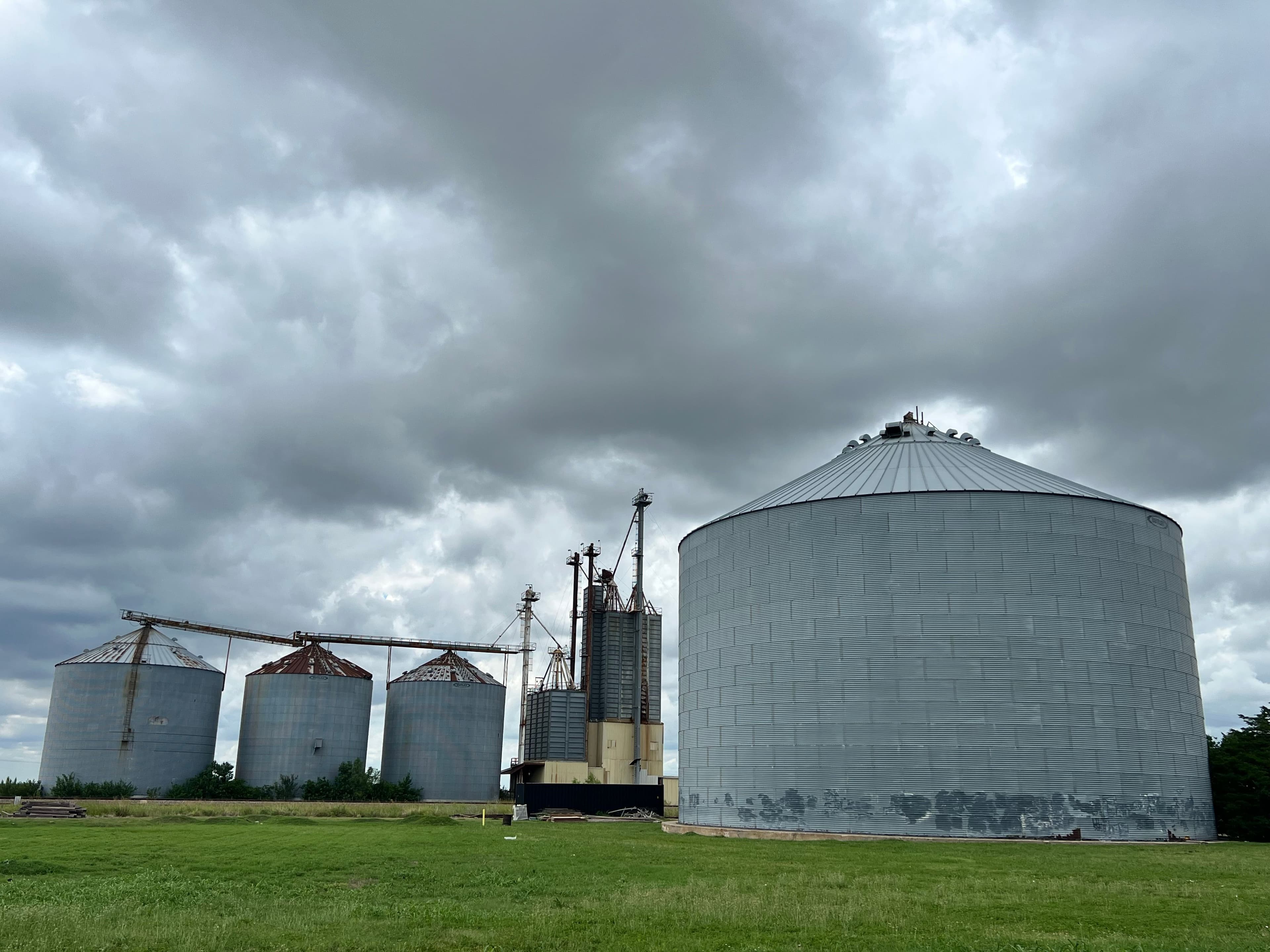 Cloudy day at the Prosper Texas grain silos